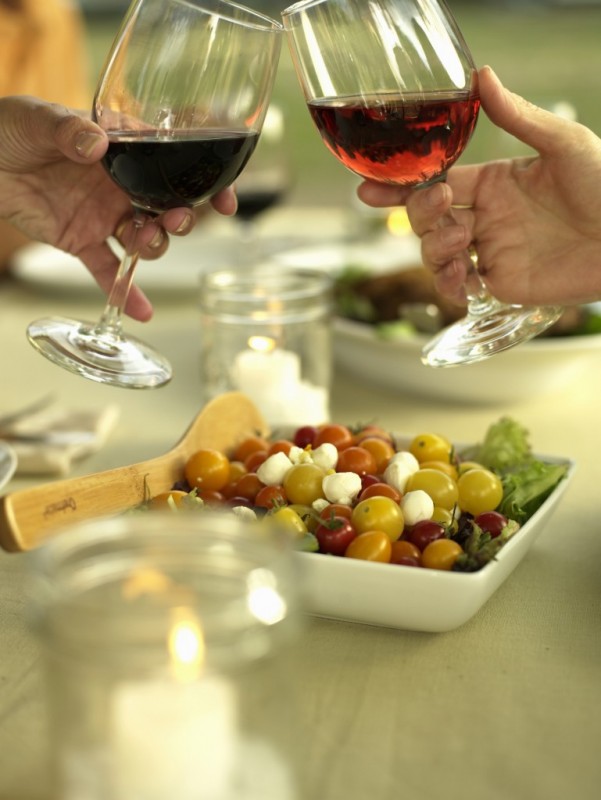 Wine glasses food